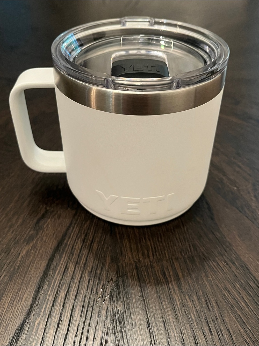 Yeti White Insulated Mug with Handle and Clear Lid